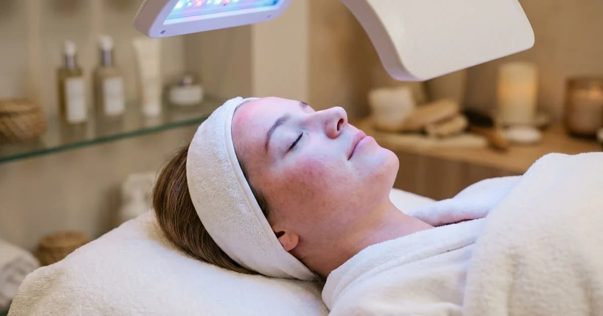 Beruhigende Gesichtsbehandlung für unreine Haut mit kühlender LED-Therapie